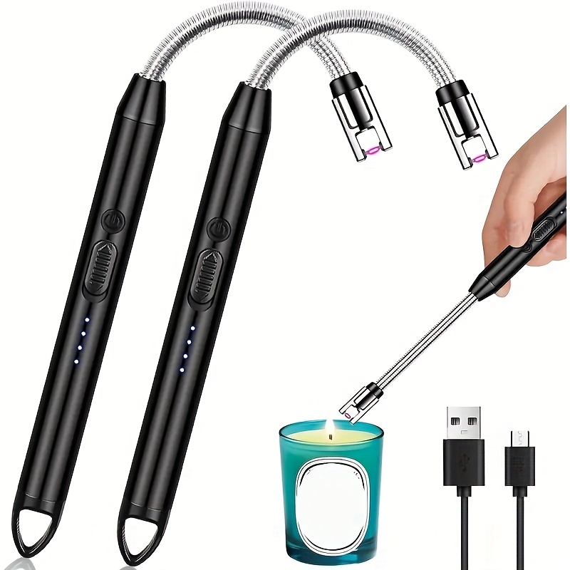 Electronics Gadgets For Men - ไฟแช็กอิเล็กทรอนิกส์อัจฉริยะ 2 ชิ้น, 360 ° ไฟแช็คแบบอาร์คชาร์จไฟผ่าน