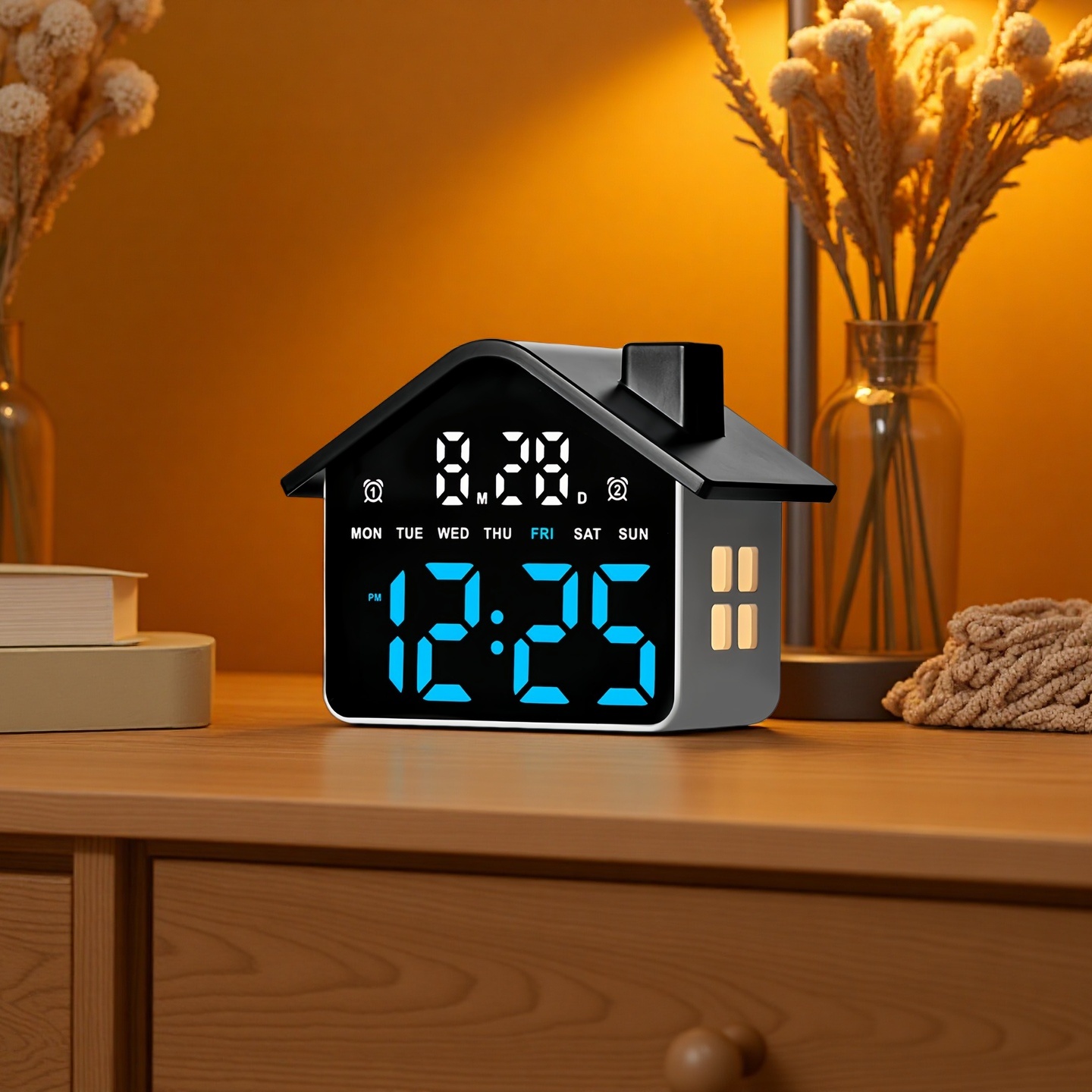 Modern Electronics Gadgets - LED นาฬิกาปลุกดิจิตอล ควบคุมด้วยเสียง แสดงวันที่ ปรับความสว่างได้ นาฬิกาตั้งโต๊ะอิเล็กทรอนิกส์