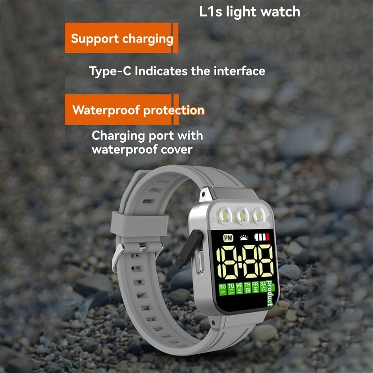 Electronics Gadgets For Men - HAPPY DIAN!นาฬิกาอิเล็กทรอนิกส์ LED กีฬา USB ไฟฉายแบบชาร์จไฟได้นาฬิกาข้อมือนักเรียนกีฬานาฬิกาส่องสว่างของขวัญสำหรับผู้ชาย,B