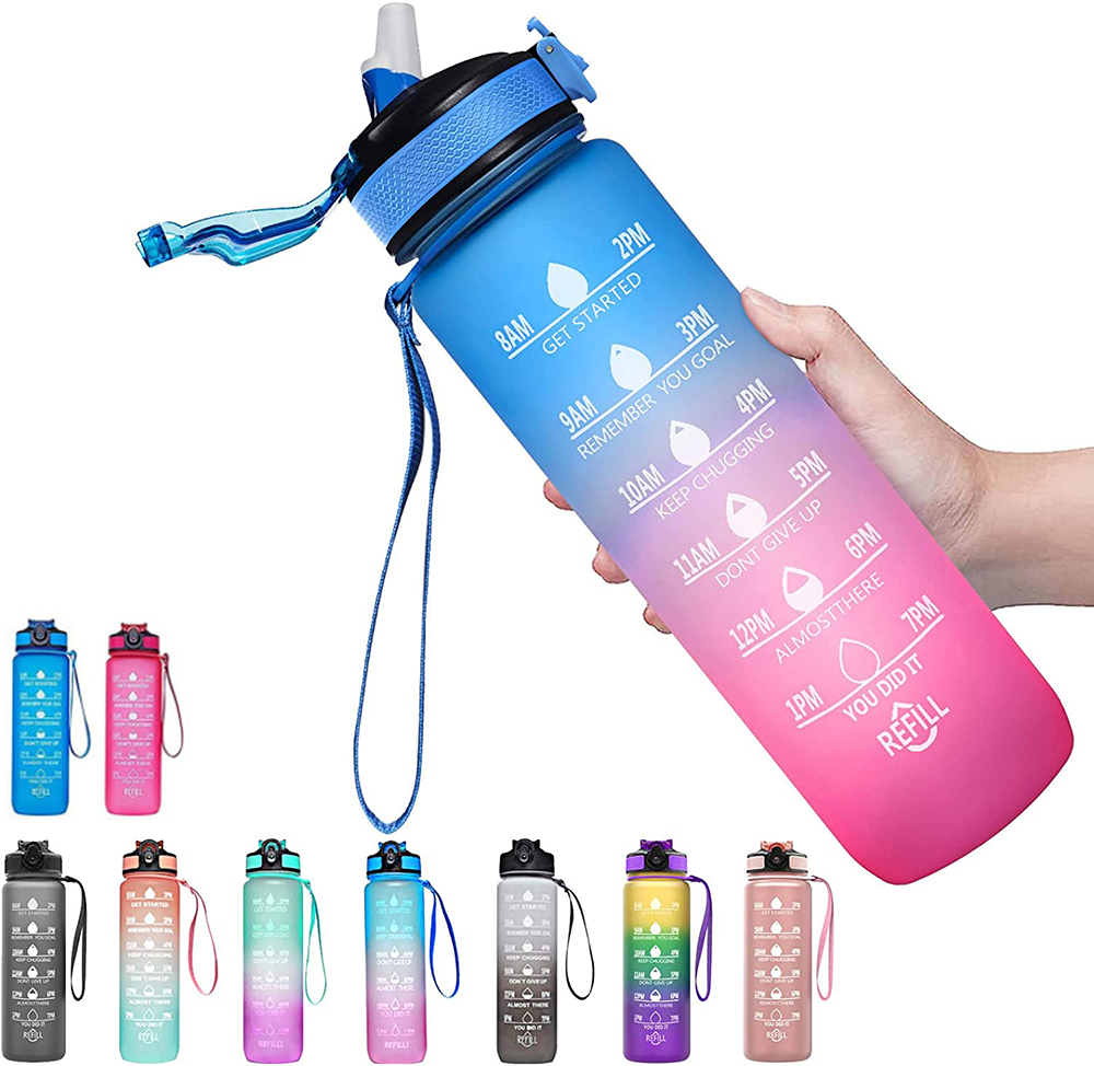 Smart Water Bottle Tracker - กระบอกน้ำสร้างแรงบันดาลใจให้กับการเล่นกีฬาขวดน้ำดื่มที่รั่วการเดินทางกลางแจ้งการเดินป่าขี่จักรยาน750มล. 1000มล.