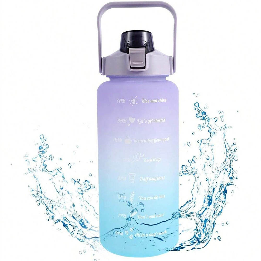 Smart Water Bottle Tracker - ขวดน้ํา 2 ลิตรขวดน้ําสร้างแรงบันดาลใจพร้อมเครื่องหมายเวลาและความจุถ้วยน้ํากีฬาปลอดสาร BPA ฟิตเนสยิมวิ่งออกกําลังกาย